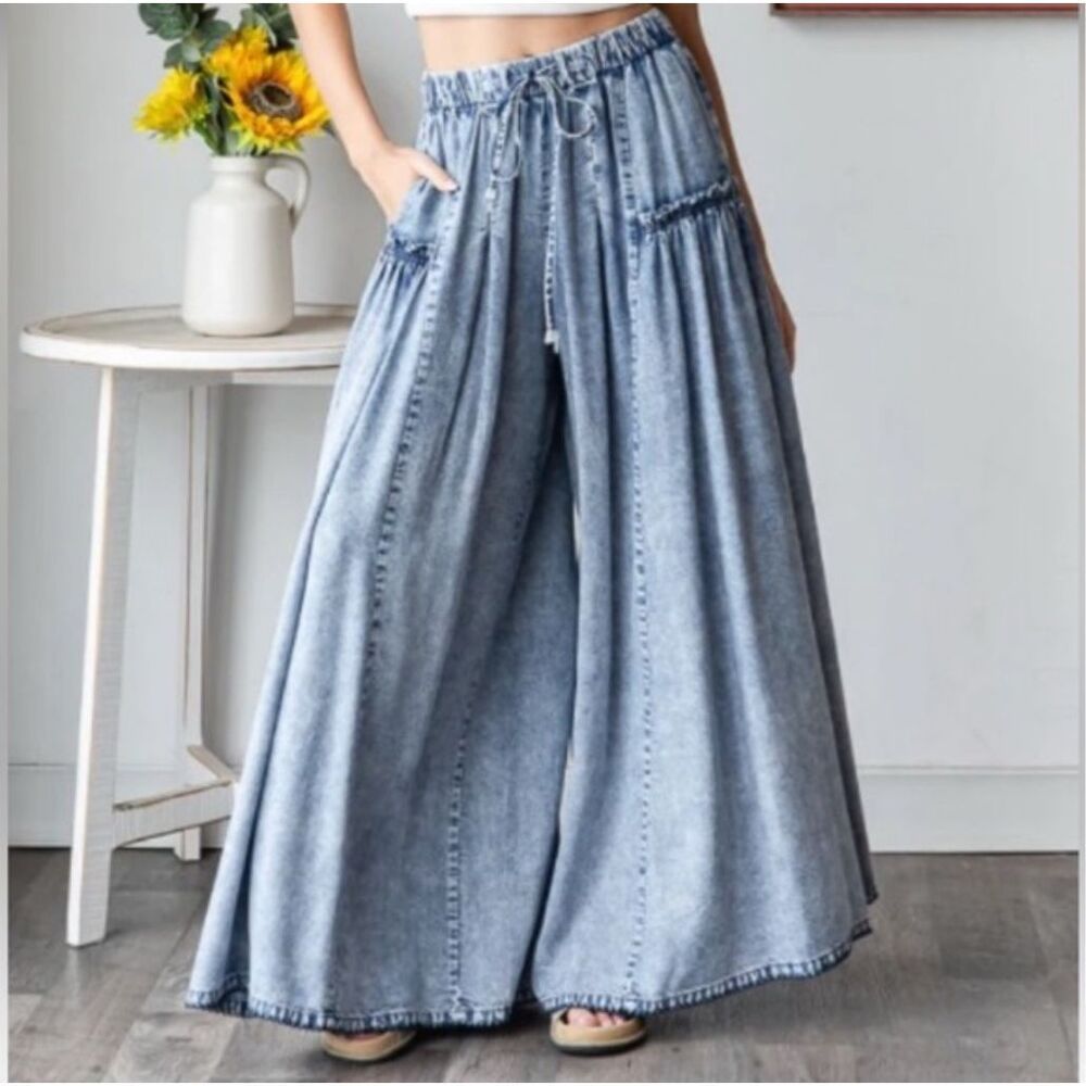 Oli & Hali Washed Tencel Wide Leg Pants Size M